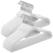 Umeras pentru haine cu velur alb, 50 buc