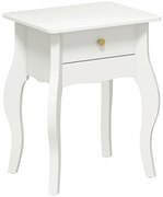 HOMCOM Măsuță de Living cu Sertar în Stil Francez 45x35x55 cm, Alb | Aosom Romania