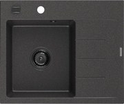 Mexen Ben chiuvetă de bucătărie din granit cu 1 compartiment și picurător, stânga 600 x 500 mm, negru cu picățele, sifon