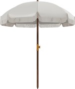 Outsunny Umbrelă de Plajă Portabilă cu Volane în Aer Liber cu Baldachin Ventilat, Geantă de Transport, Ø1.9x2.1 m, Alb-Crem