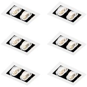 Set de 6 spoturi încastrate moderne albe cu 2 lumini reglabile - Oneon 70