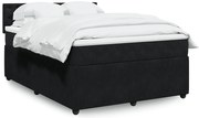 vidaXL Pat box spring cu saltea, negru, 140x190 cm, catifea