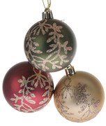 Set de decorațiuni de Crăciun Golden Leaves, 3bucăți, diametru 6 cm, plastic