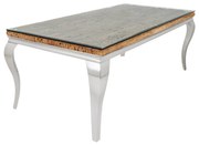 Masa dining, Lemn de Tec, Sticla, Otel Crom, MODERN BAROCK BARRACUDA 200cm