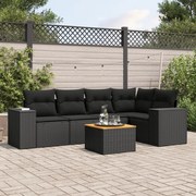 vidaXL Set mobilier de grădină cu perne, 6 piese, negru, poliratan