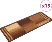 vidaXL Covorașe scări, autoadezive, 15 buc., maro, 65x21x4 cm