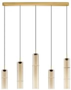 Lustra moderna cu 5 pendule LED, Metal, Sticla, Cognac, SANO