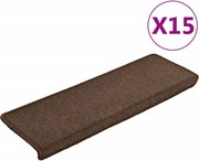 vidaXL Covorașe pentru scări, 15 buc., 65x21x4 cm, maro, cu margini dreptunghiulare