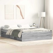vidaXL Cadru de pat King Size, sonoma gri, 150x200 cm