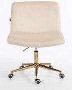 HR150K Scaun Crem din Catifea cu Bază Aurie