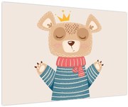 Tablou - Bej ursuleț de pluș cu coroană (90x60 cm)