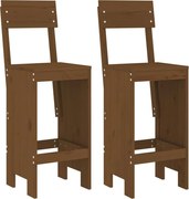 vidaXL Taburete bar 2 buc. maro miere 40x48,5x115,5 cm lemn masiv pin
