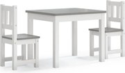 vidaXL Set masă&scaun pentru copii, 3 piese, alb și gri, MDF