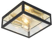 Plafoniera industriala de exterior neagra cu auriu 2 lumini - Rotterdam