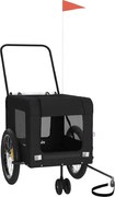 vidaXL Remorcă bicicletă animale companie, negru, textil oxford/fier