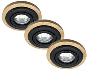 Set 3x spot încastrat TOBBY 1x GU10/20W/230V, Ø 11,5 cm, stejar/negru
