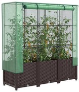 vidaXL Strat înălțat cu husă de seră, aspect ratan, 120x40x138 cm