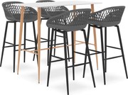 vidaXL Set mobilier de bar, 5 piese, alb și gri