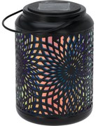 Lampă solară LED Mandala negru, 18 cm, alb cald
