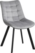 Scaun tapitat MEL, gri deschis/negru, stofa catifelata/metal, 47x56x84