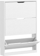 HOMCOM Dulap Subțire cu 3 Uși Rabatabile, pentru 12 Perechi de Pantofi, 80x17x108 cm, Alb | Aosom Romania