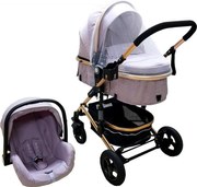 Carucior nou nascuti 3 in 1 Baby Care™ PRO 531 , Cadru Aluminiu, Amortizoare, Roti din cauciuc plin AVE, Landou, Scoica auto, Spatar reglabil 3