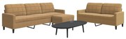 vidaXL Set de canapele cu perne, 3 piese, maro, catifea