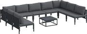 vidaXL Set de canapele pentru grădină cu pernă 10 pcs Negru Oțel