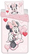 Lenjerie de pat pentru copii roz din bumbac pentru pat de o persoană 140x200 cm Minnie "Balloon" – Jerry Fabrics