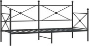 vidaXL Pat de zi fără saltea Negru 90x200 cm Oțel