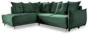 Colțar verde extensibil cu tapițerie din catifea reiată (colț stânga) Lazy Lukka – Miuform