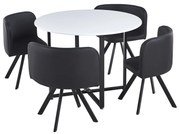 Set de mobilier dining 1+4, alb/negru, BEVAN NEW