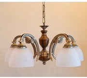 Candelabru 5 brate design italian din alama cu lemn 5630