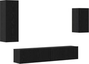 vidaXL Set comodă TV Pe perete 4 pcs Stejar Negru Lemn compozit