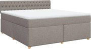 vidaXL Pat continental cu saltea, gri taupe, 180x200 cm, textil
