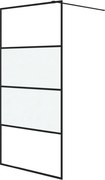 vidaXL Perete cabină duș walk-in negru 100x195 cm sticlă ESG semi-mată