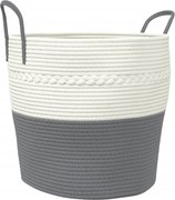 vidaXL Coș de depozitare, gri și alb, Ø43x38 cm, bumbac