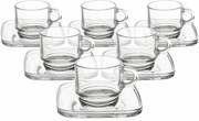 Orion Set de căni din sticlă cu farfurioară Cozy 6bucăți, 0,091 ml, 91 ml