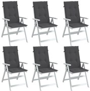 vidaXL Perne scaun cu spătar înalt, 6 buc. antracit 120x50x4 cm textil
