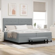vidaXL Pat cu arcuri cu saltea Gri deschis 200 x 200 cm țesătură