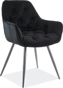 Scaun tapitat modern CHERRY, negru, stofa catifelata/metal, 58x57x87 c