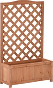 Outsunny Jardinieră cu spalier, bac de flori ridicat, pentru plante cățărătoare, legume, flori, din lemn masiv, interior și exterior, curte, grădină, balcon, 70 x 28 x 117 cm, maro | Aosom Romania