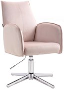 HR280CROSS Scaun Roz din Catifea cu Bază Cromata