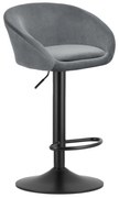 Scaun Bar Elitte Catifea Gri, Baza Neagra