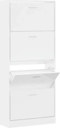 vidaXL Pantofar, alb extralucios, 63x24x147 cm, lemn compozit