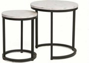 Set 2 masute cafea HOLA, alb cu efect de marmura/negru, PAL laminat/ot