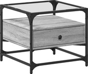 vidaXL Măsuță de cafea cu blat din sticlă gri sonoma 50x50x45 cm oțel