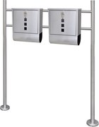 vidaXL Cutie poștală dublă pe suport din oțel inoxidabil