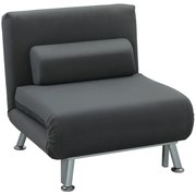 HOMCOM Fotoliu-Pat Single Reglabil din Material cu Aspect de In Gri Închis | Aosom Romania