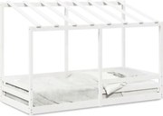 vidaXL Acoperiș pat de copii, alb, 90x200 cm, lemn masiv de pin